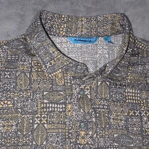 Tori Richard Hawaiian Mens Button Up Shirt Cotton Gray Geometric Size Medium